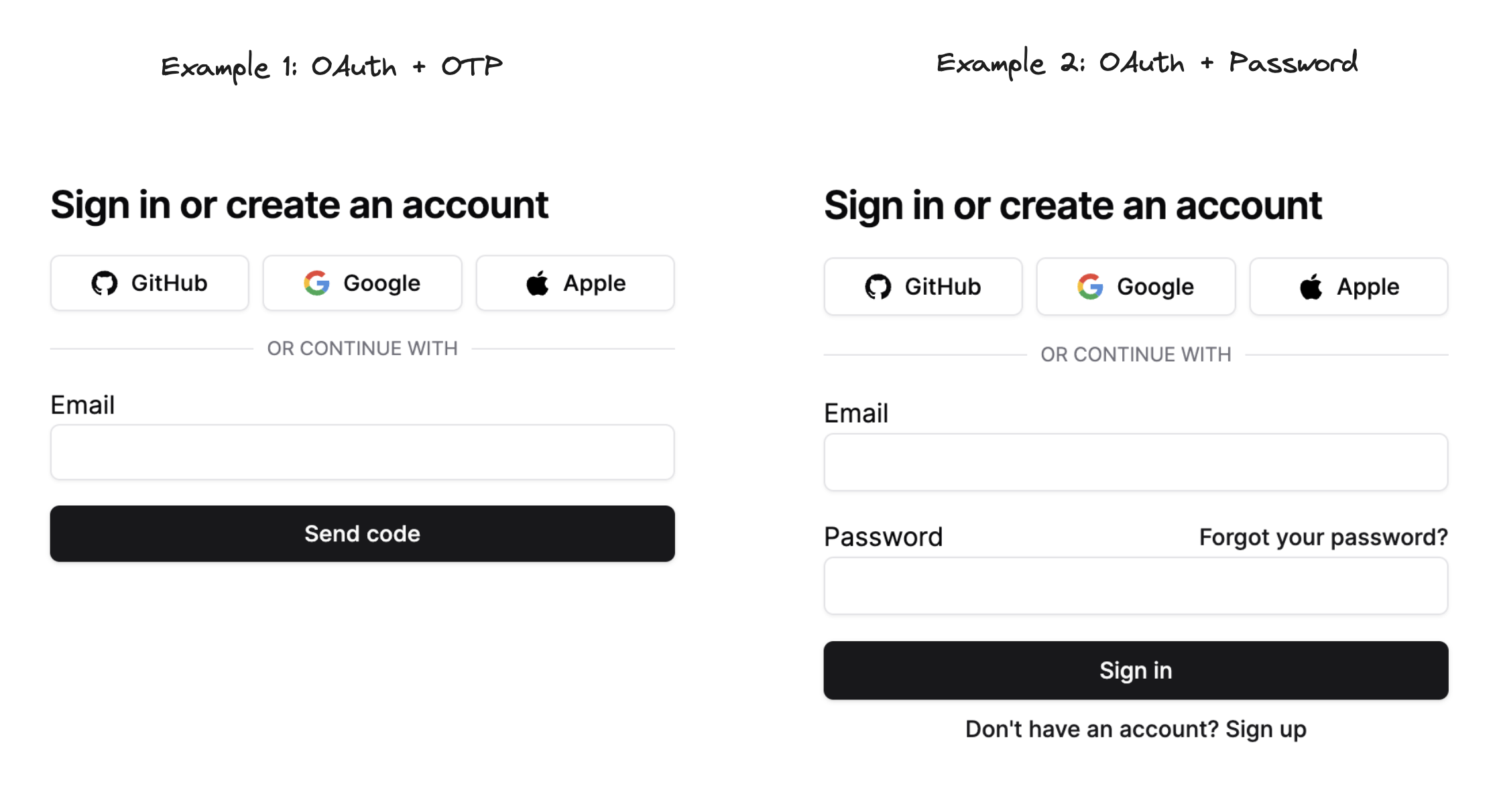 example sign in forms